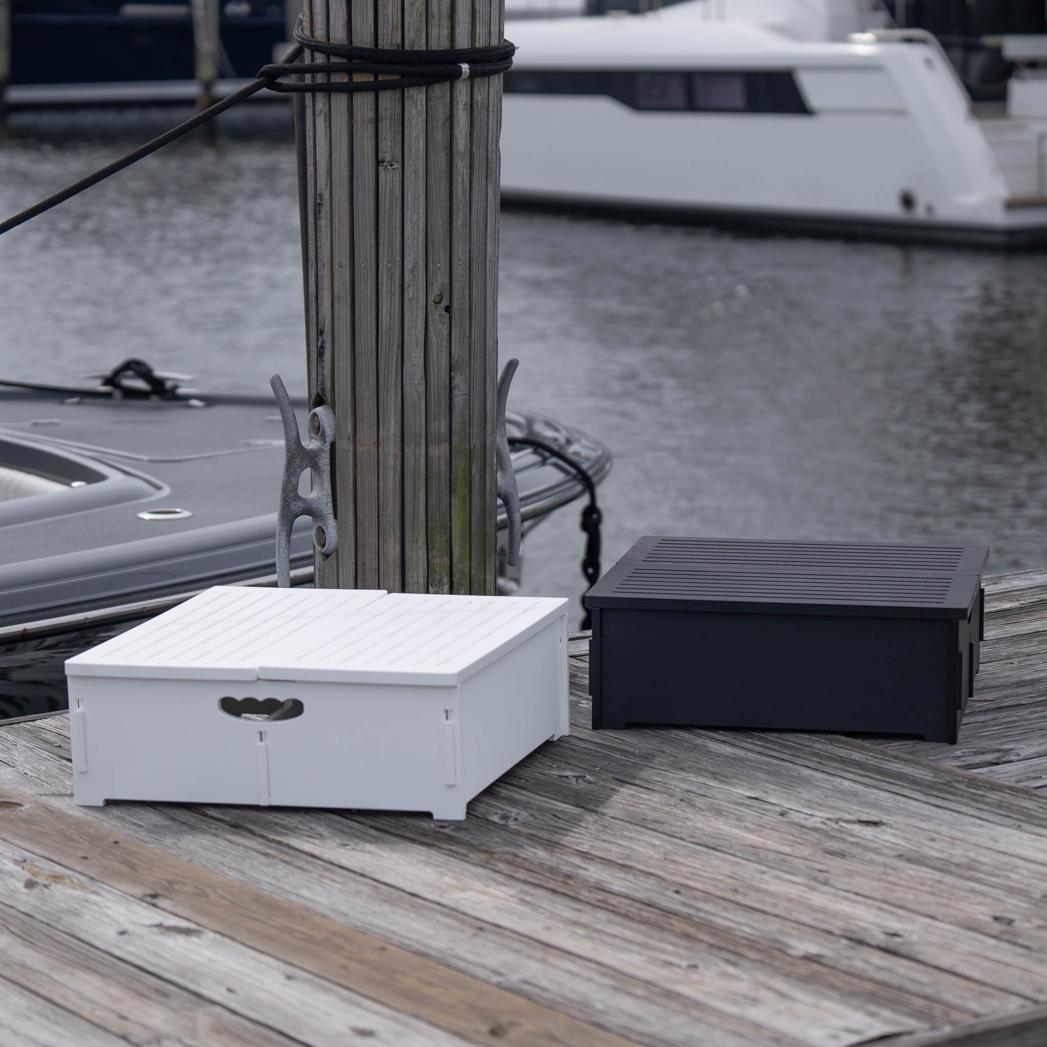 Stowaway Steps - stowable boat dock steps for docks, dogs and people