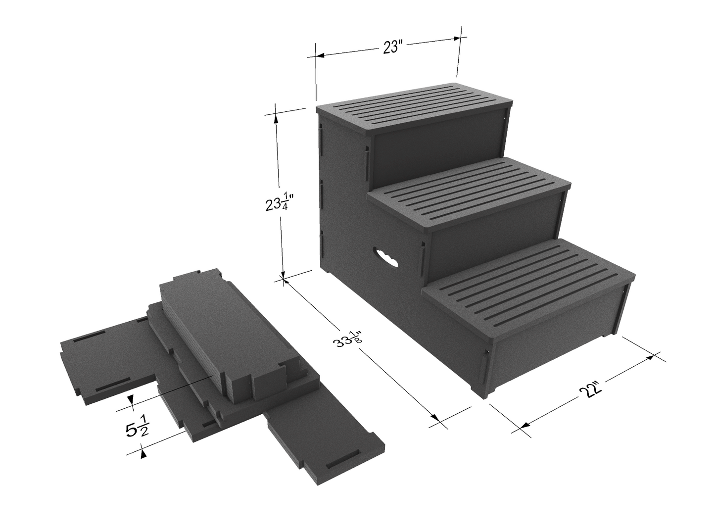 Stowaway Steps: 3 Step Premium Stowable Dock Stairs