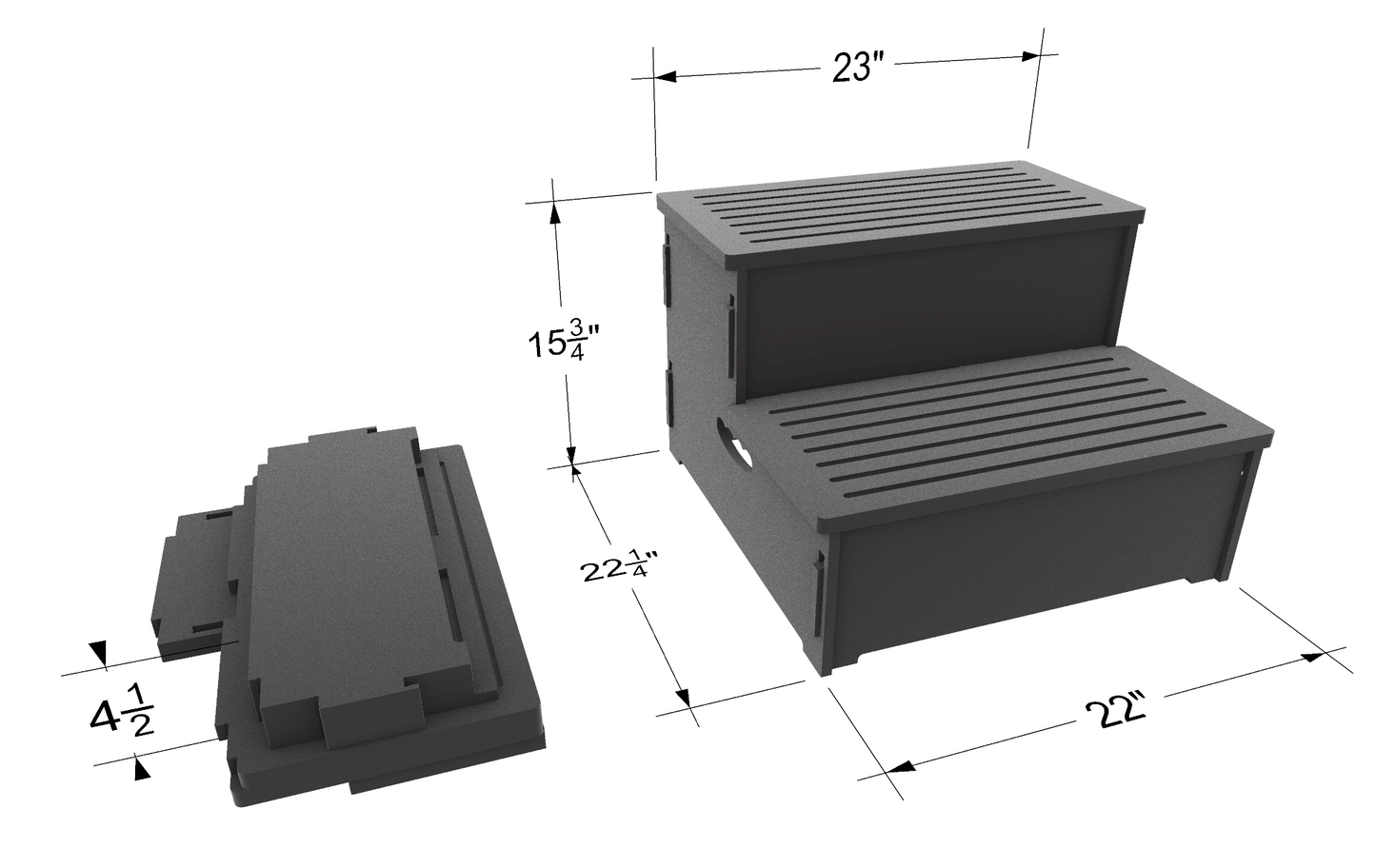 Stowaway Steps: 2 Step Wide Premium Stowable Dock Step