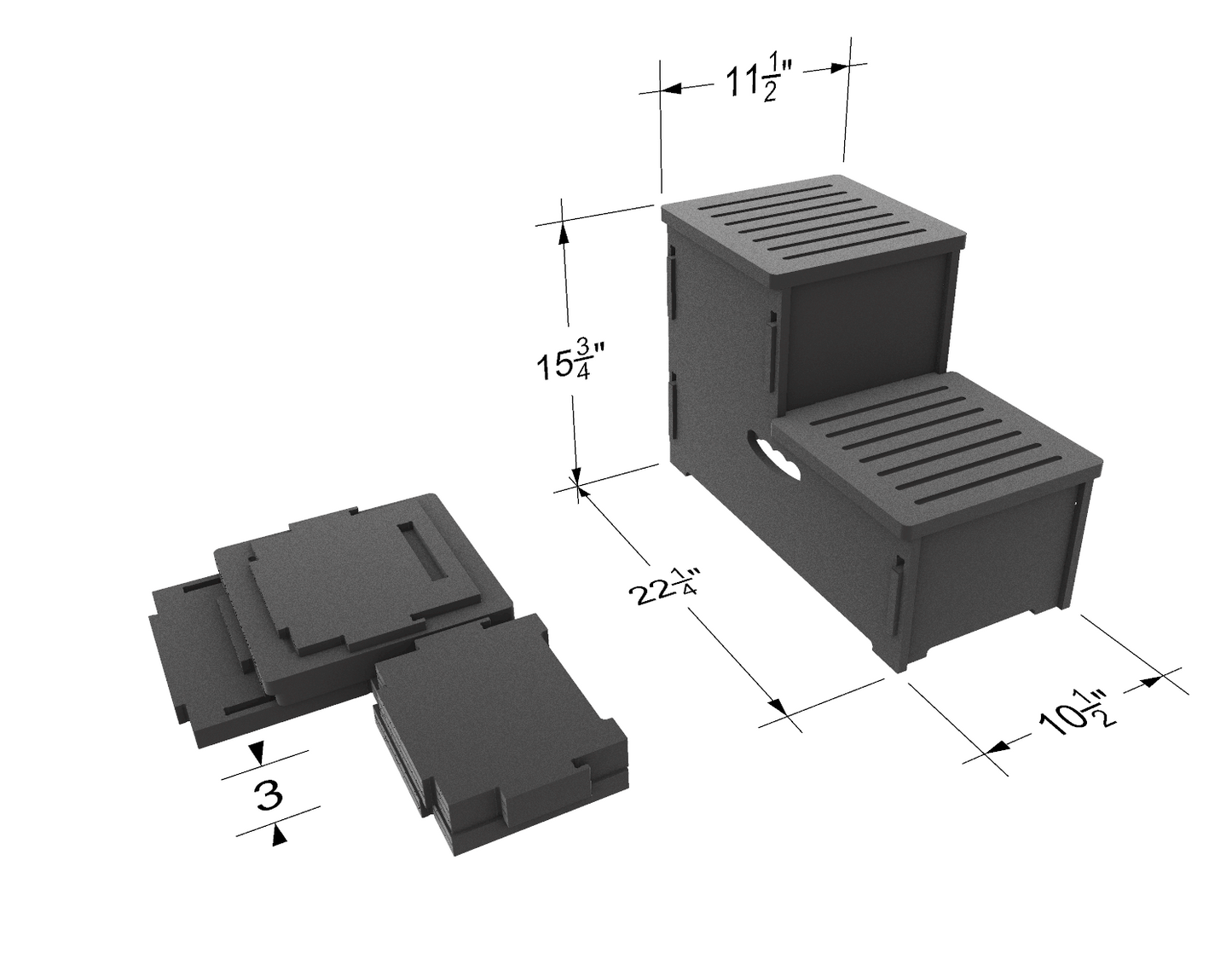 Stowaway Steps: 2-Step Narrow Premium Stowable Dock Step